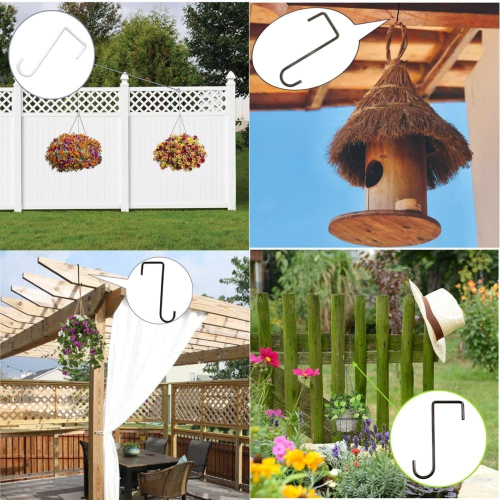 10 PCS Vinyl Fence Hooks, for Hanging Lights, Plants, Planters, Bird Feeders(White) image number 2