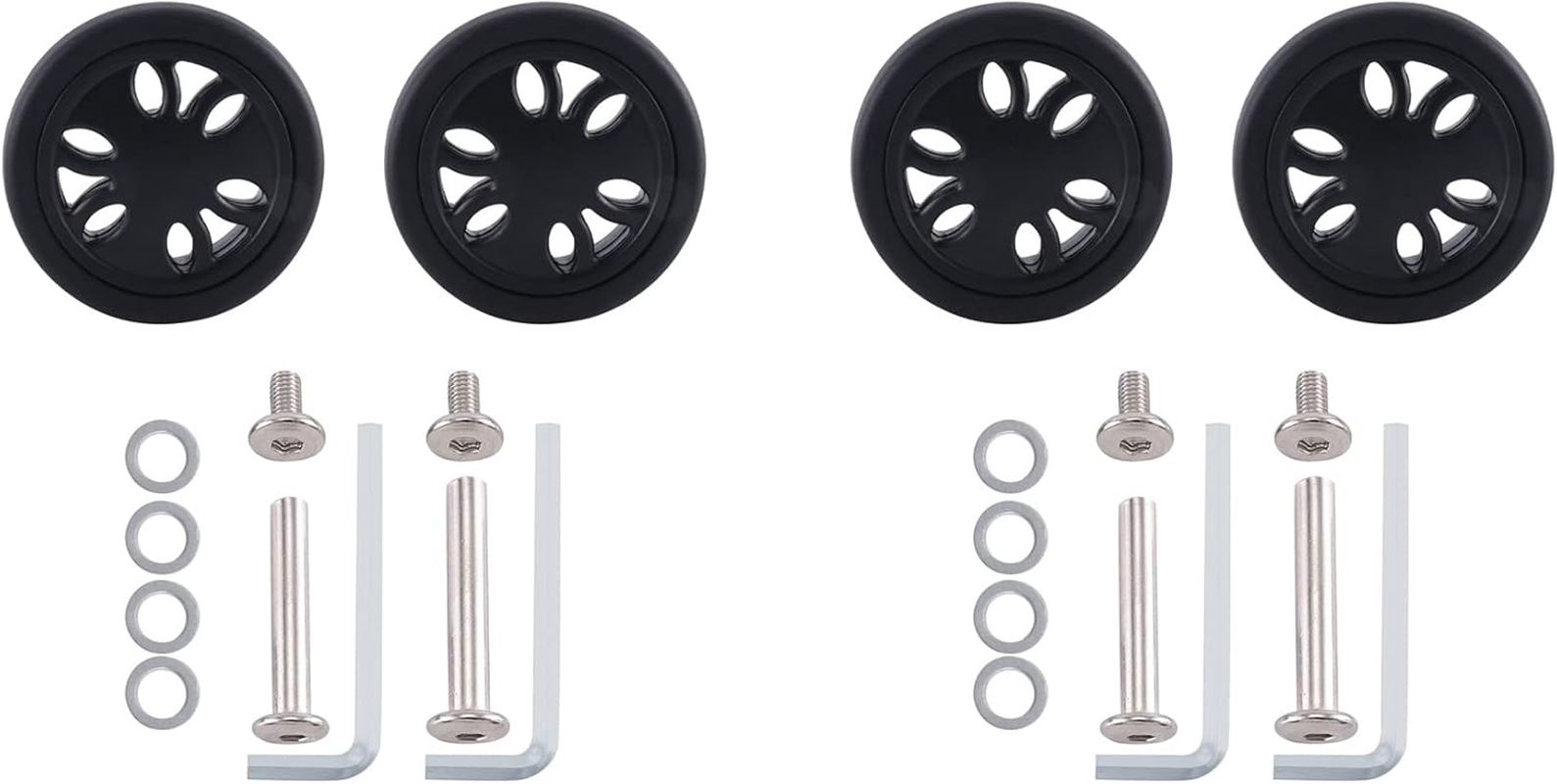 2 Set 50Mm X12Mm Luggage Wheels Replacement, Wear- PU Caster, Quiet & Smooth Rolling, Black, Polyurethane image number 4