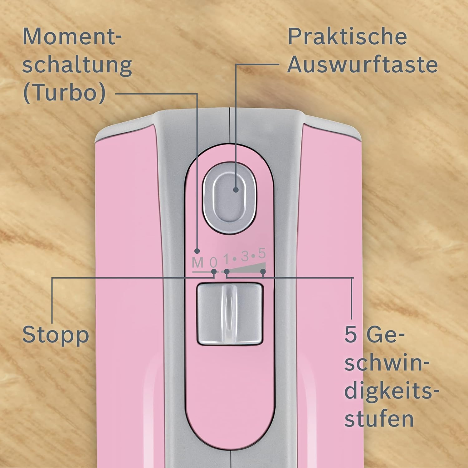 Bosch MFQ4030L Hand Mixers &ndash; Fineccr Eeamer Stainless Steel Whisk, Mixfu&szlig; Disposal Unitconnection for Mixing Foot and Shredder, Mineral Grey/Silver Gentle Rosa/Silber - Mineral Grau/Silber image number 4