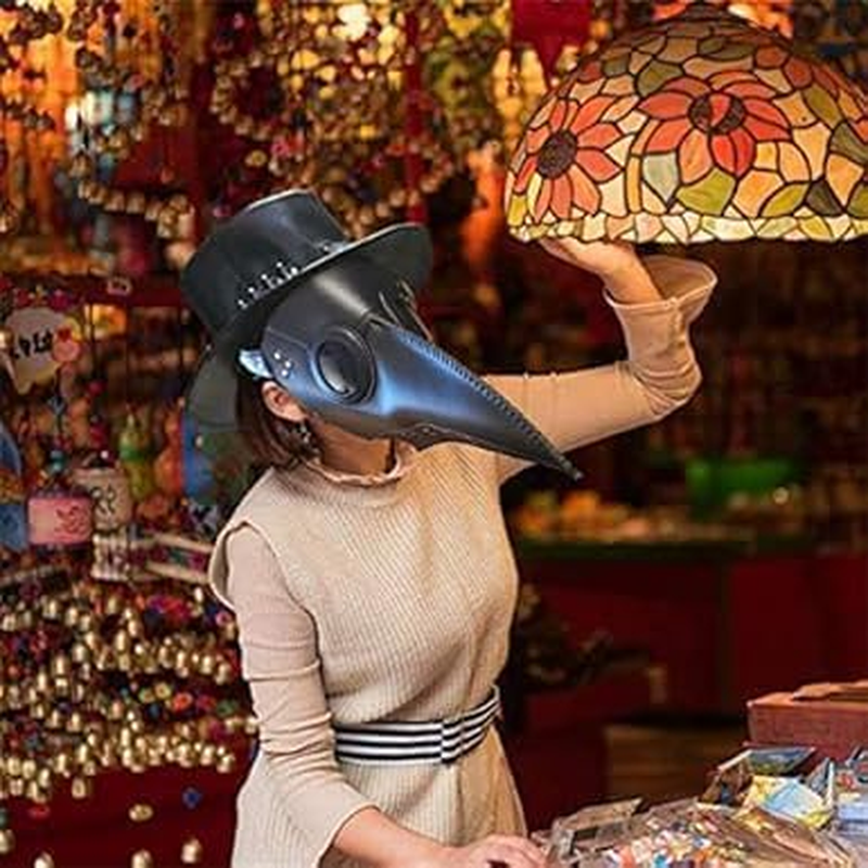 Bird Beak Mask - Latex Long Nose Cosplay Steampunk Scary Mask for Halloween Costume (Black, Pack of 1)