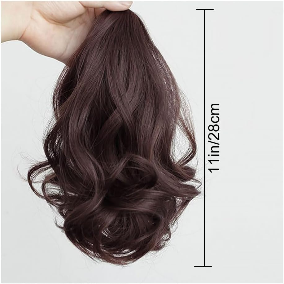 Synthetic Hair Extensions Wigs Women Toupee Short Wavy Curly Claw Ponytail Women Hair Hair Extensions Hair Wigs Clip In（Dark Brown） image number 5