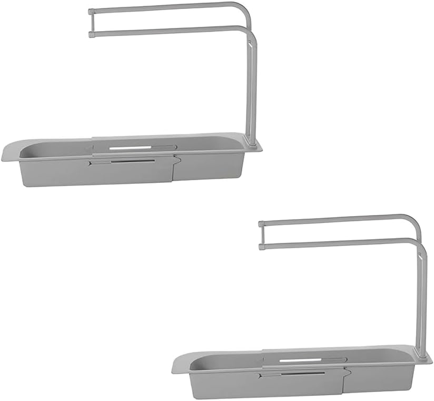 Telescopic Sink Rack Holder Expandable Storage Drain Basket Home Kitchen Kit, Multifunctional Drain Basket, Durable PP Material