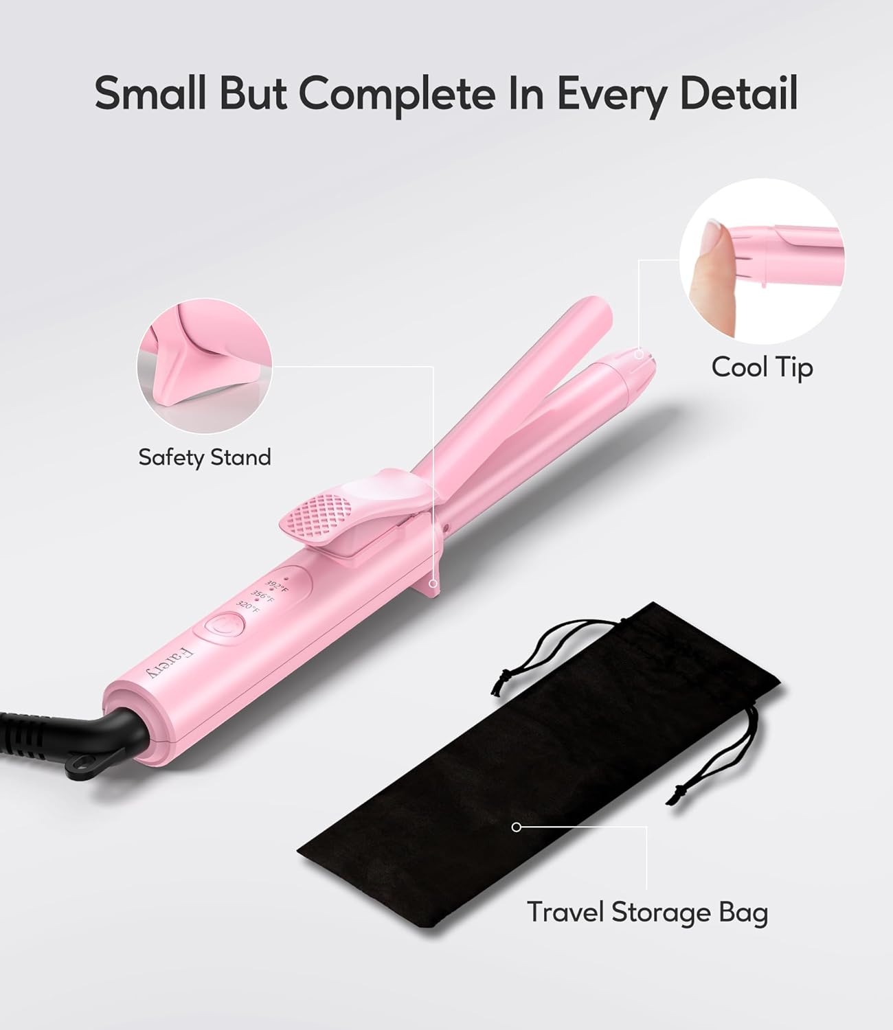 FARERY Mini Curling Iron 016MT Pink image number 3