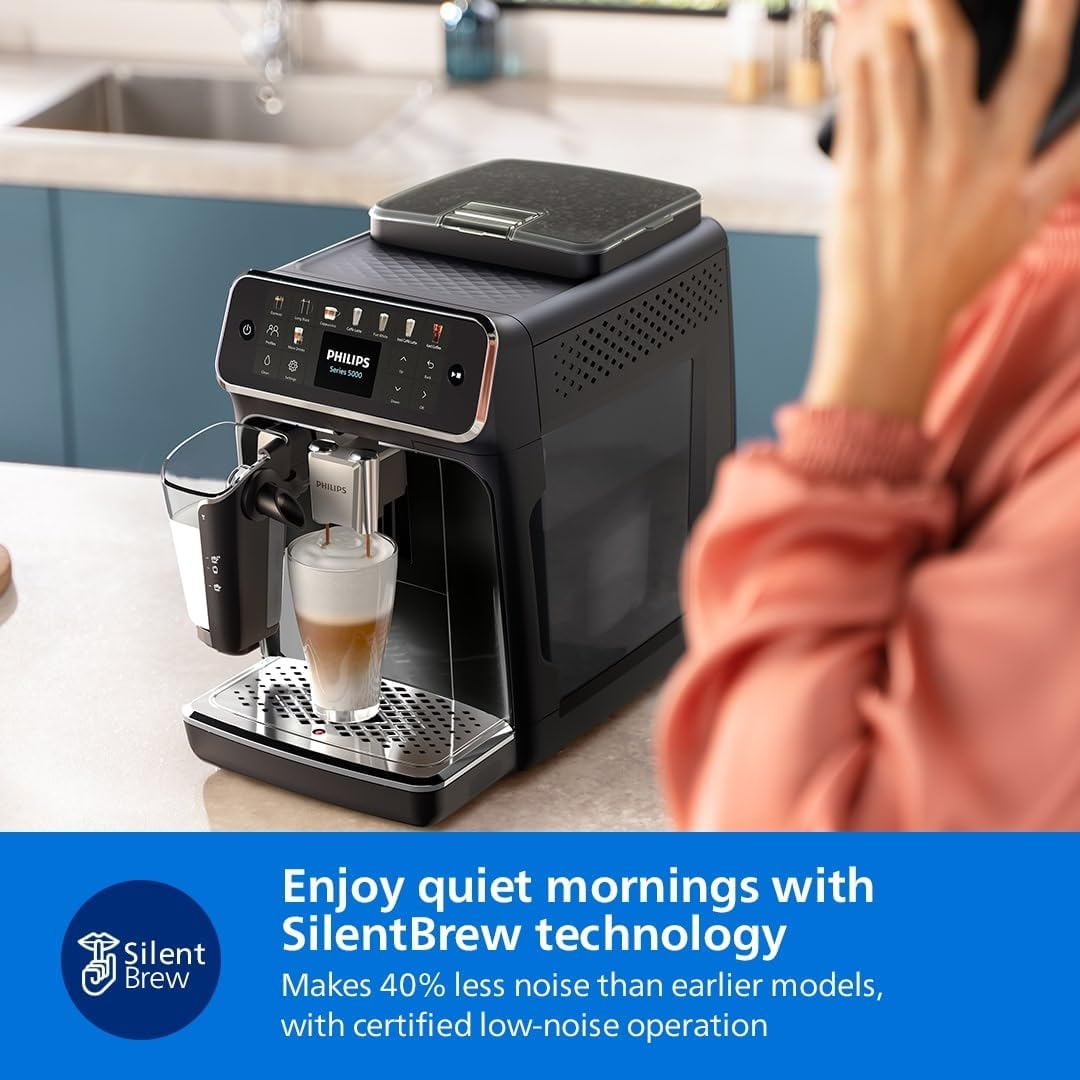 Philips 5500 Series Fully Automatic Espresso Machine &ndash; 20 Hot & Iced Coffees, Quick-To-Clean Lattego Milk System, 40% Quieter with Silentbrew, Less Waiting with Quickstart, Glossy Black (EP5541/20) image number 6