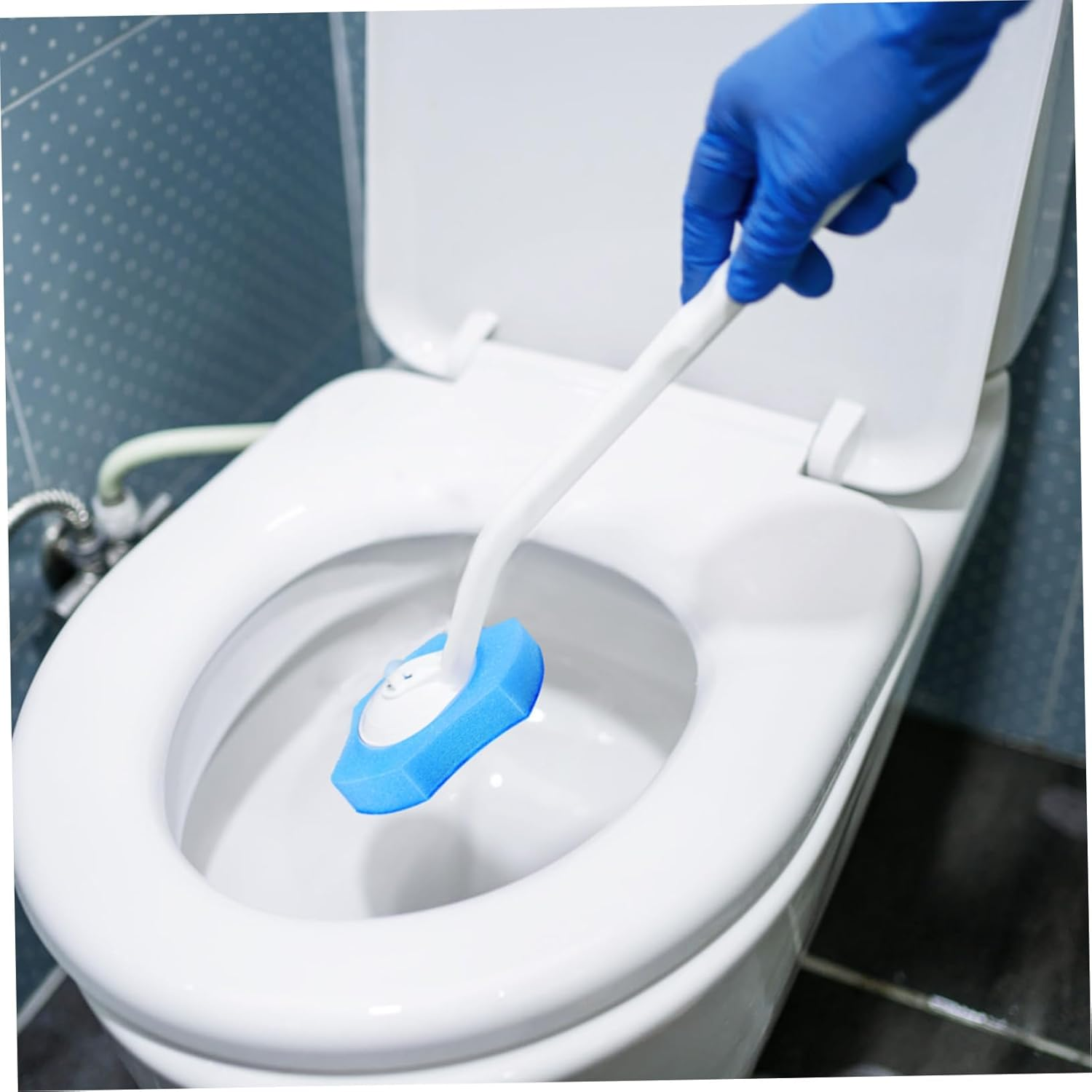 GANAZONO 30Pcs Disposable Sponge Brush Heads Toilet Bowl Refill Pads Bathroom Cleaning Supplies Blue Replacement Heads for Washers and Brushes image number 5