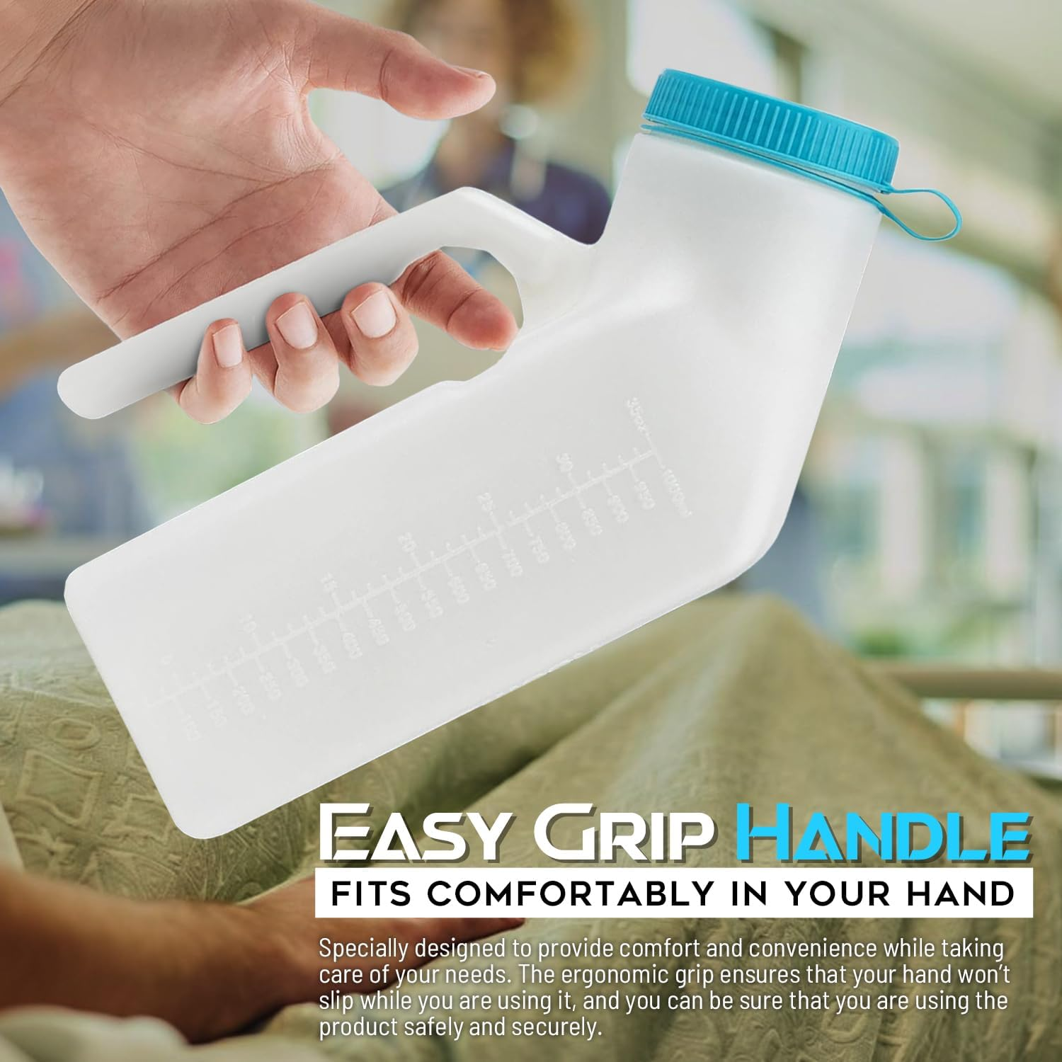 Male Portable Urine Bottles for Men, Incontinence, Emergency, and Travel. Men'S Urine Bottle with Spill-Proof Lid 1000Ml, Including a Discreet Carry Bag Portable Spill-Proof Male Urinal for the Elderly, Truckers, Pilots, and Travel Emergency image number 5