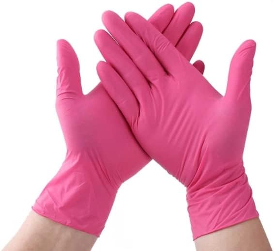 Mastermed Nitrile Gloves 3.5G, Allergy-Safe, Powder-Free, Latex-Free, Natural Rubber, Disposable, Medical, Cleaning, Examination, Chemicals, Tattoos, General Use, Food Safe - (100Pcs, Pink) image number 4