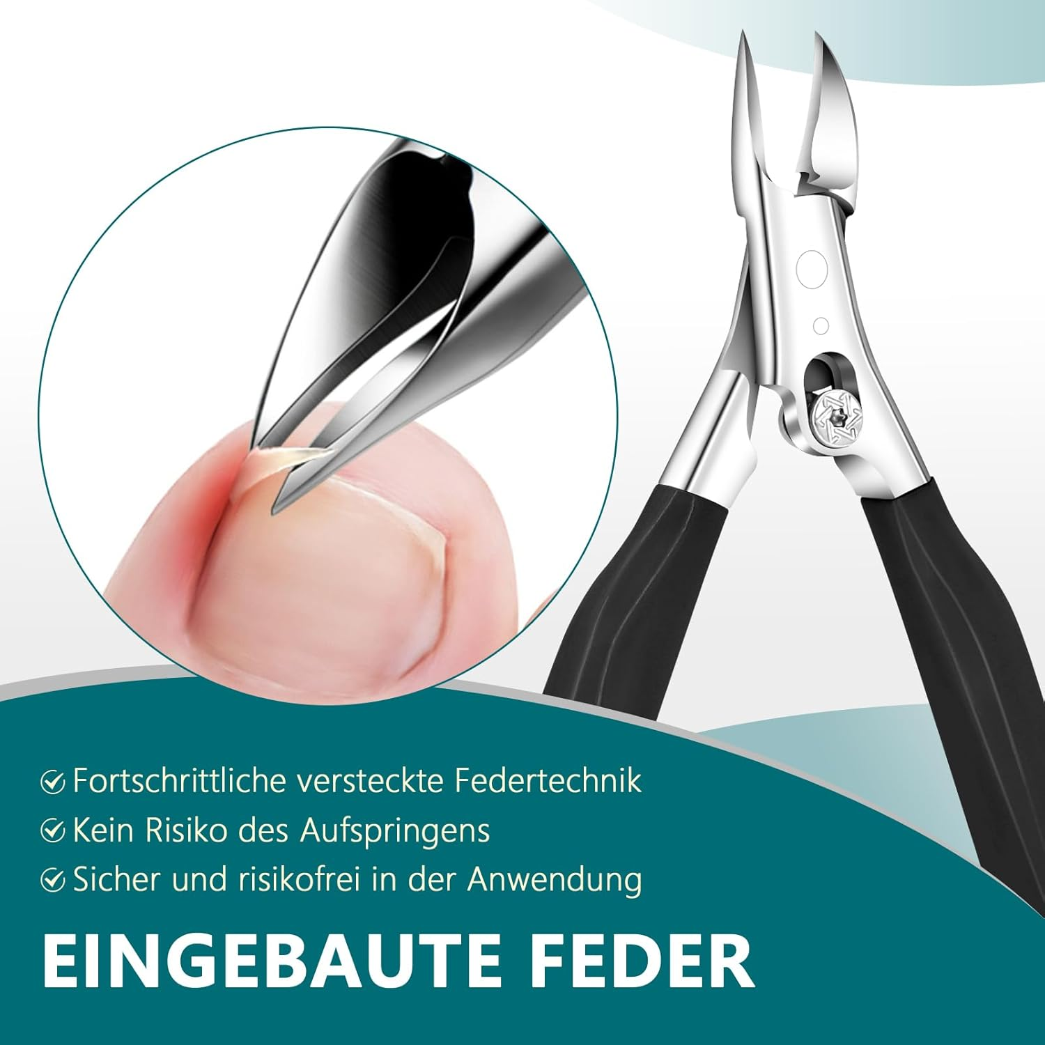 Precision Nail Scissors for Toenails and Fingernails, Sharp Stainless Steel Foot Nail Scissors for Thick and Deep Ingrown Toenails (Black)