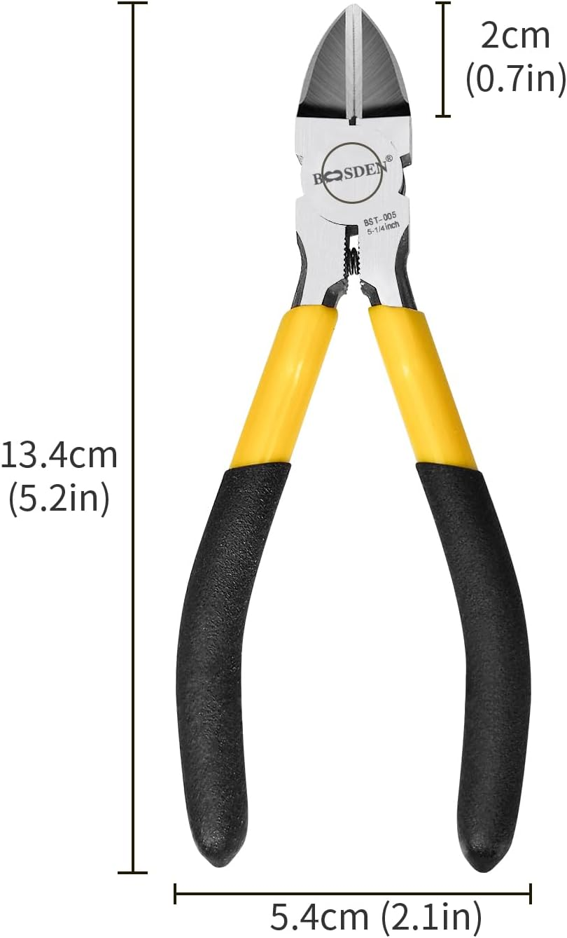 BOOSDEN 5" Wire Cutters, 5 Pack, Precision Cutting Pliers, Ultra Sharp Wire Snips Wire Clippers, Spring Loaded Flush Cutter, Diagonal Cutting Pliers for Jewelry Making Crafting, Wire Cutters Set image number 2