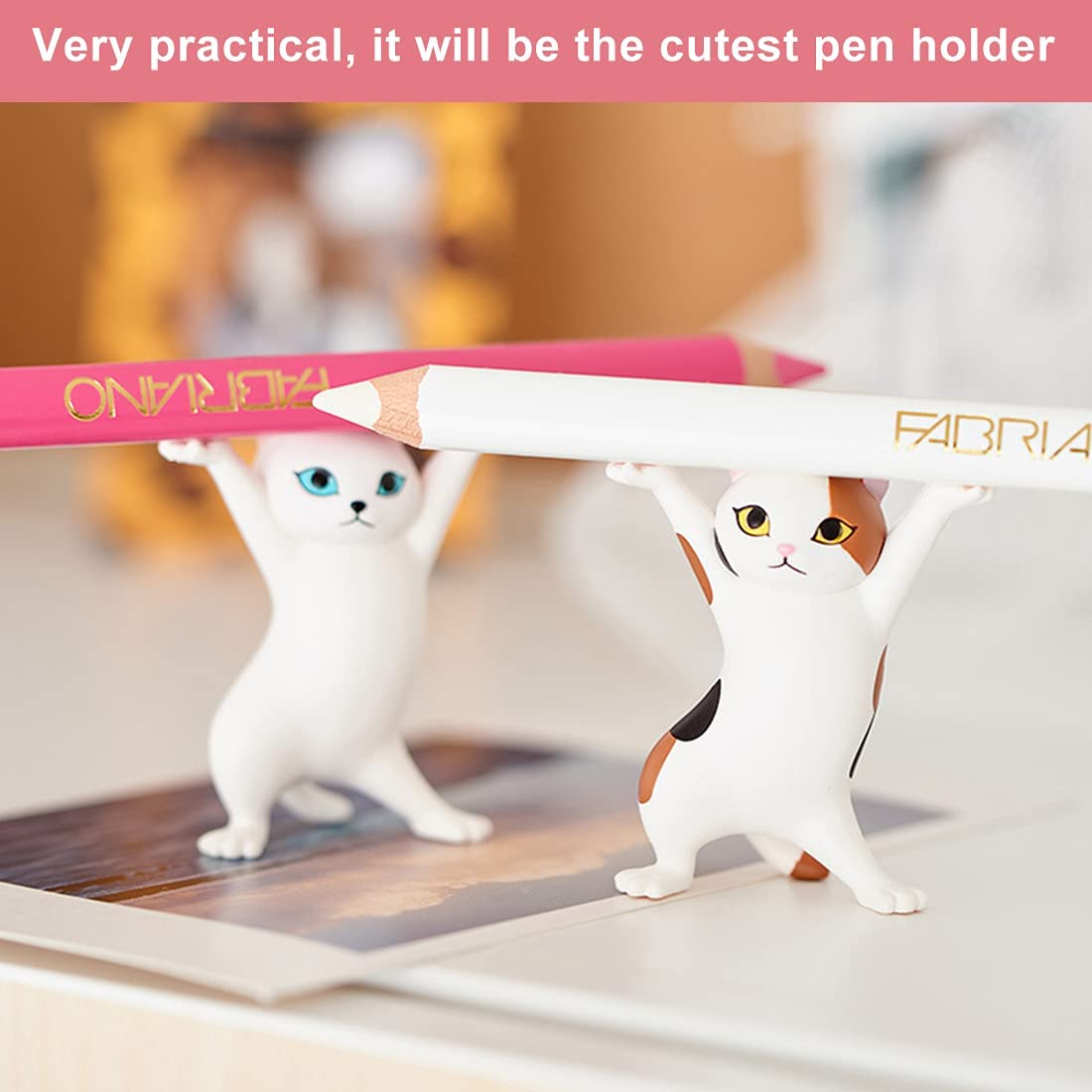 5-PCS Funny Cat Pen Holder Dance Cat Figure Cat Headphone Cat Stand for Kids for Home Office D&eacute;cor