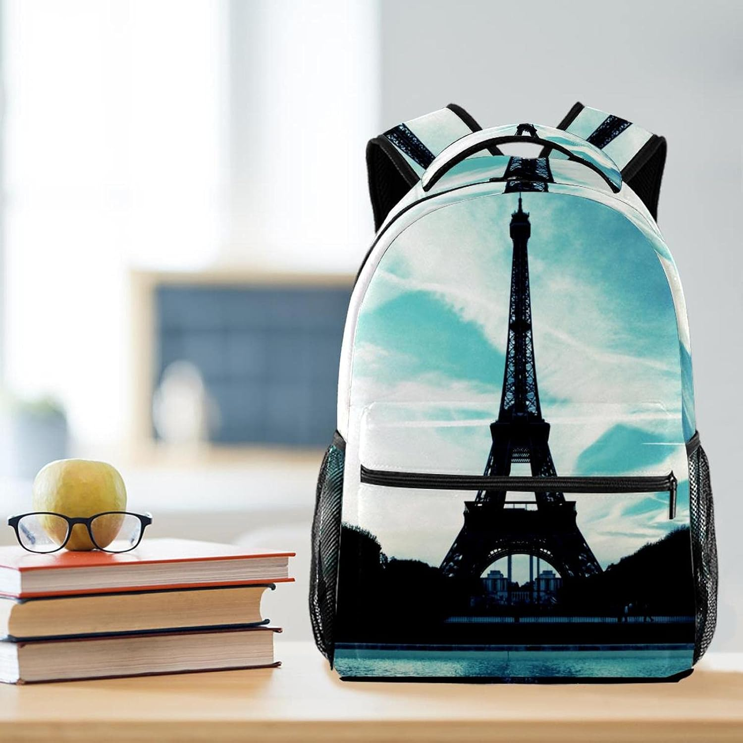 Silhouette Eiffel Tower Backpack Students Shoulder Bags Travel Bag College School Tote Backpacks image number 1