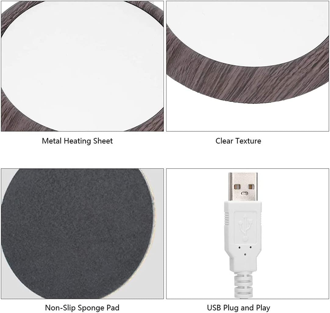 UTSLIVE Light Wood USB Mug Warmer Portable Desktop Cup Warmer Tea Coffee Heater Pad for Coffee Tea Office or Home Use image number 3