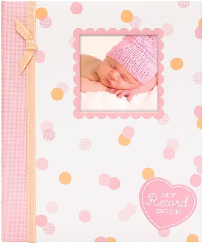 Lil Peach First 5 Years Baby Memory Book, Cherish Every Precious Moment, Pink & Peach Confetti Polka Dots