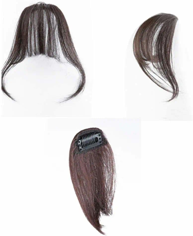 Clip-In Synthetic Fringe Bangs - Pre-Styled Flat Bangs Extension with Easy Snap Clips, Heat Safe & Dyeable for Instant Makeover (Brown) image number 1