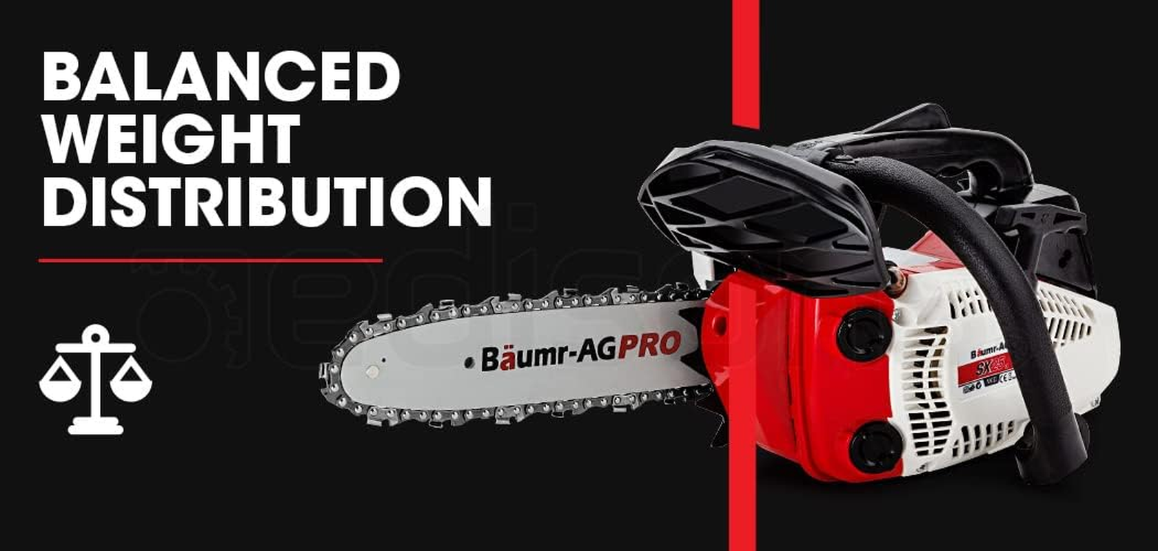 Baumr-Ag Petrol Chainsaw 25Cc Pro Arborist 10" Chain Saw Bar Tree Pruning, 2 Stroke Commercial with Toolkit, SX25 image number 3
