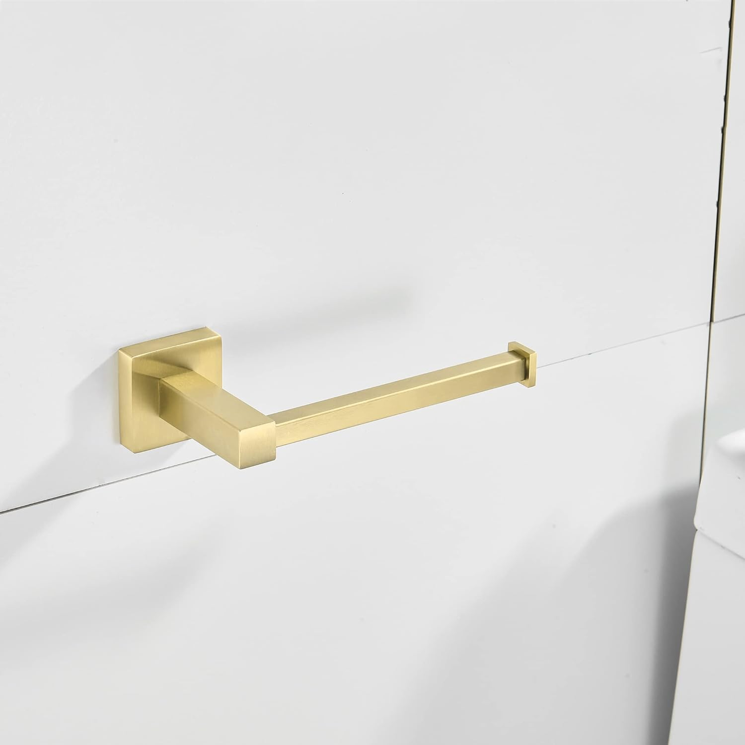 Gold Toilet Paper Holder Set &mdash; Forbath Bathroom Accessory Hand Towel Ring 2 Pieces,Brushed Bass Toilet Tissue Roll Holder Stainless Steel Square Base Wall Mount Towel Holder image number 6