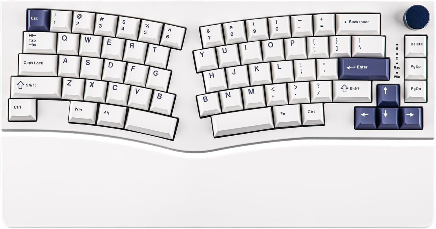 Mechlands Feker Alice80 68 Keys Ergonomic Mechanical Keyboard, QMK & via Programmable, Wired Gaming Keyboard with Creamy Gasket, Hot Swappable, 5 Layer Paddings, NKRO, RGB for Win/Mac (White) image number 3