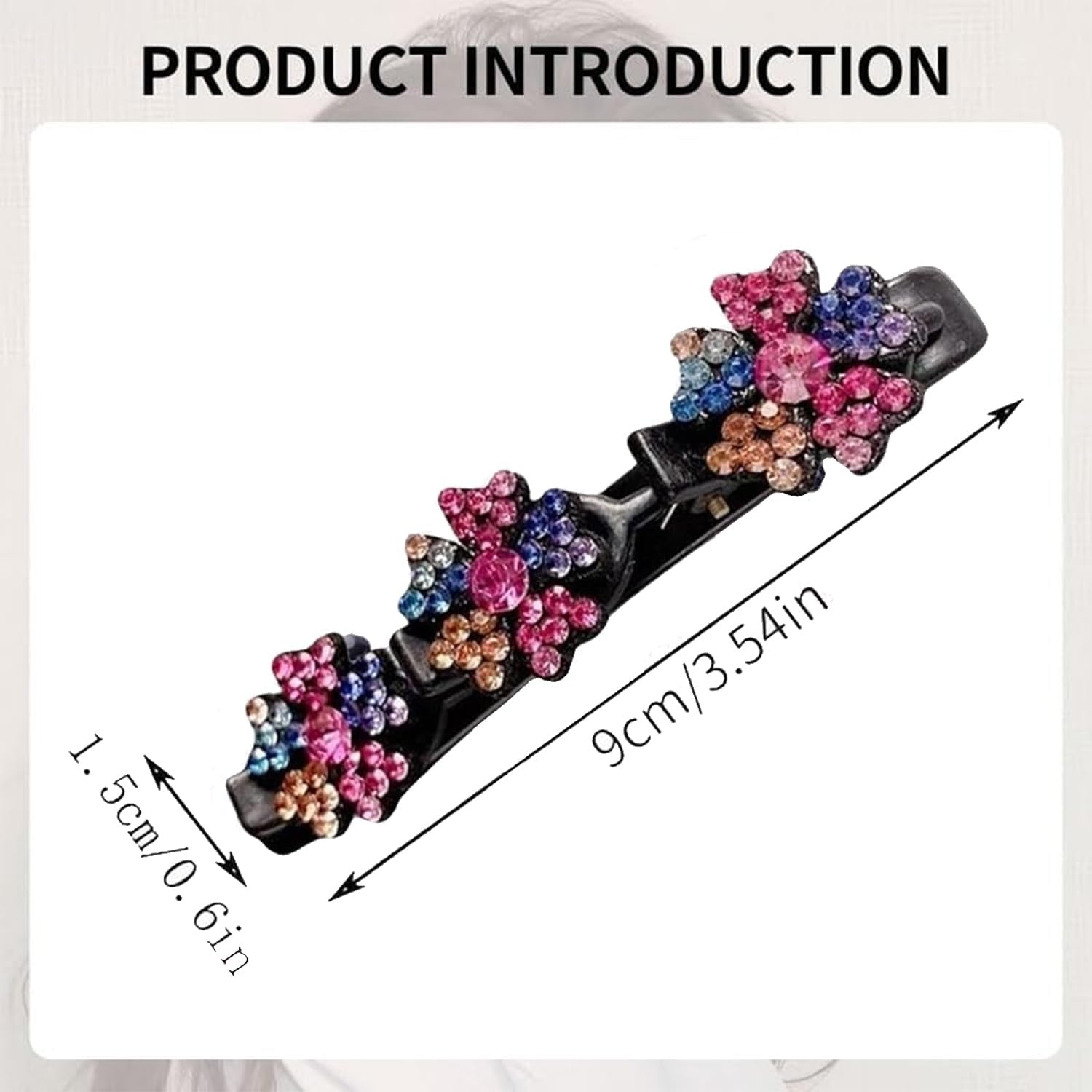 Pack of 4 Sparkling Crystal Stone Braided Hair Clips, Shiny Rhinestone Hair Clip, Elegant Hair Styling Clips, Hair Clips Women, Hummingbird Hair Clip with Crystal Flower for Women Girls (A) image number 1