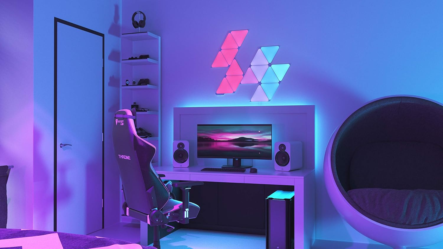 Nanoleaf Shapes Triangle Starter Kit, 15 Smart Light Panels LED RGBW - Modular Wi-Fi Colour Changing Wall Lights, Compatible with Alexa Google Assistant Apple Homekit, for Room Decor & Gaming image number 1