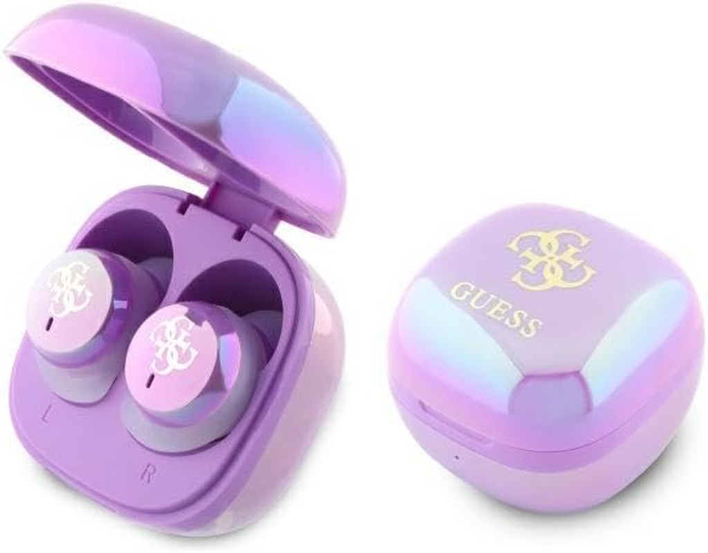 CG Mobile Guess Bluetooth Headphones TWS + Docking Station Iridescent 4G Printed Logo Purple