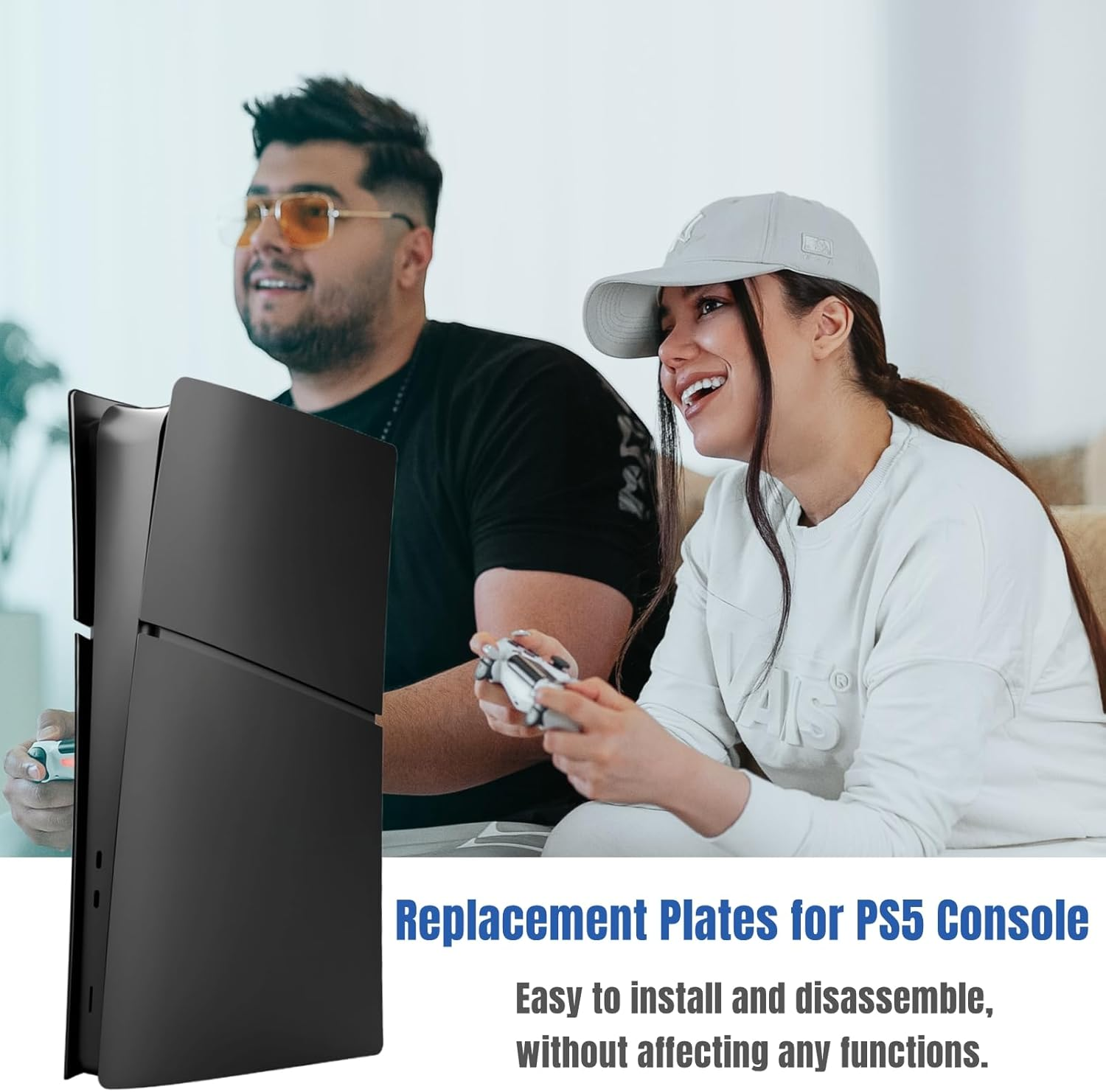 Slim Digital Edition Cover Plates for New PS5 Slim Console, Shell Panels Compatible with New Playstation 5 Slim Accessories Protective Replacement Faceplate (Black) image number 6