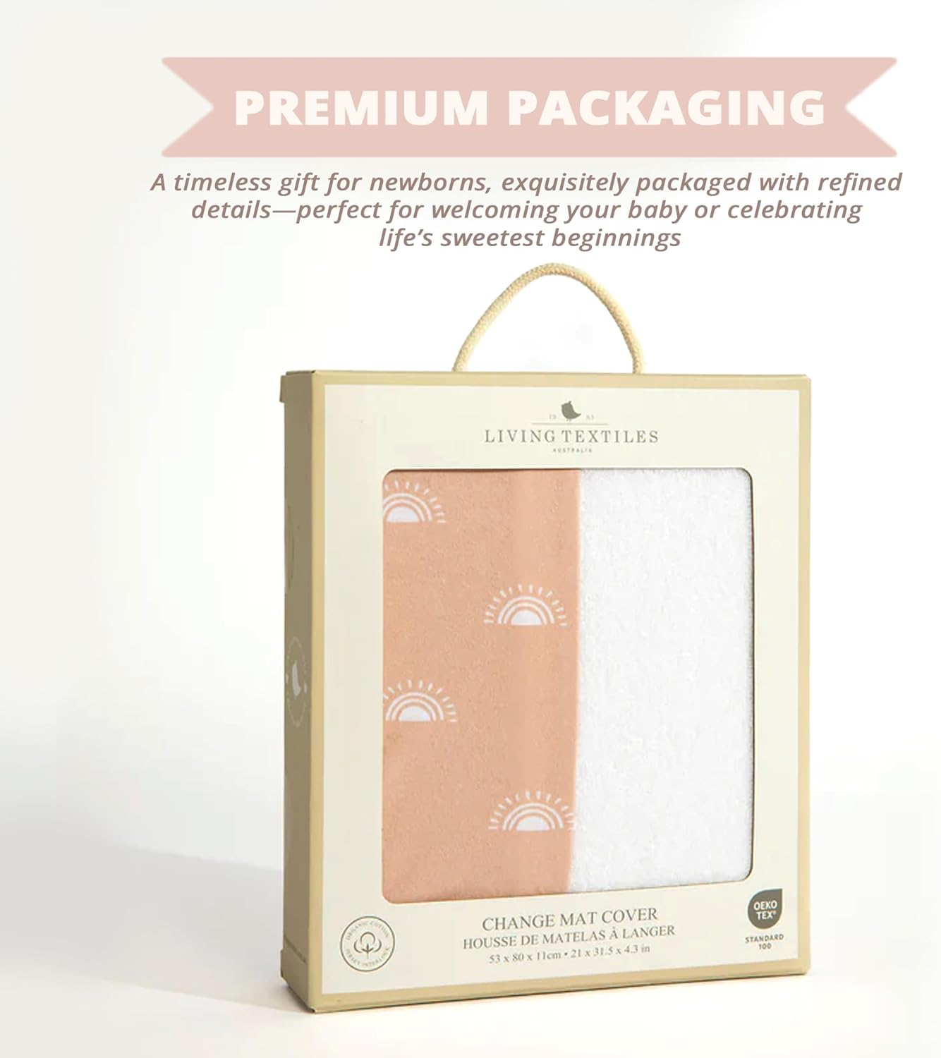 Living Textiles Baby Change Mat Cover 53&times;80&times;11 Cm &ndash; 100% Cotton Jersey with Absorbent Terry Centre, Elasticated Fit, Oeko-Tex Certified & Machine Washable (Bohemian Bliss) image number 4