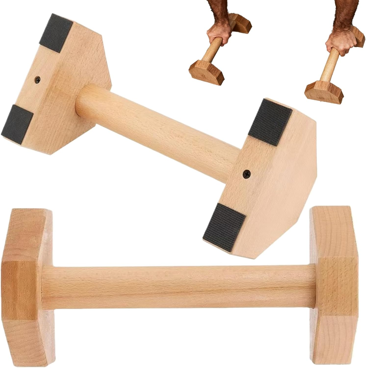 Pushup Bar - Ergonomic Small Wood Non-Slip Base - Home Pushup Bar Stands Grip,For Indoor Office Dorm Apartment image number 3