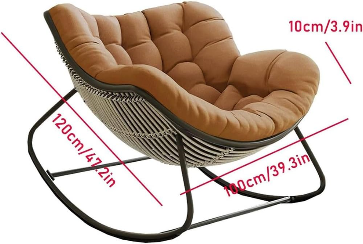 Lazy Rocking Egg Chair Cushion, Indoor Outdoor Oversized Lounge Wicker Papasan Cushion, Thick Nest Back Seat Pillow for Patio Porch Garden(Only Cushion)(Light Gray) image number 1