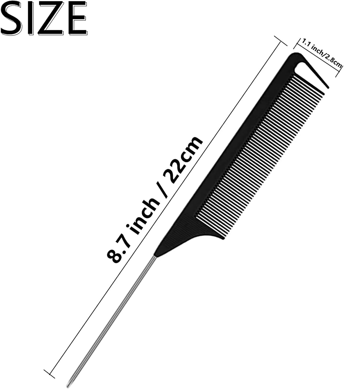 Virtue Morals 32 Pieces Carbon Fiber Hair Parting Comb Rat Tail Comb Stainless Steel Pintail Comb anti Static Heat Resistant Hairdressing Comb for Braids Hair Cutting Hairdressing Styling Tools (Multicolor )&hellip; - Multicolor image number 2