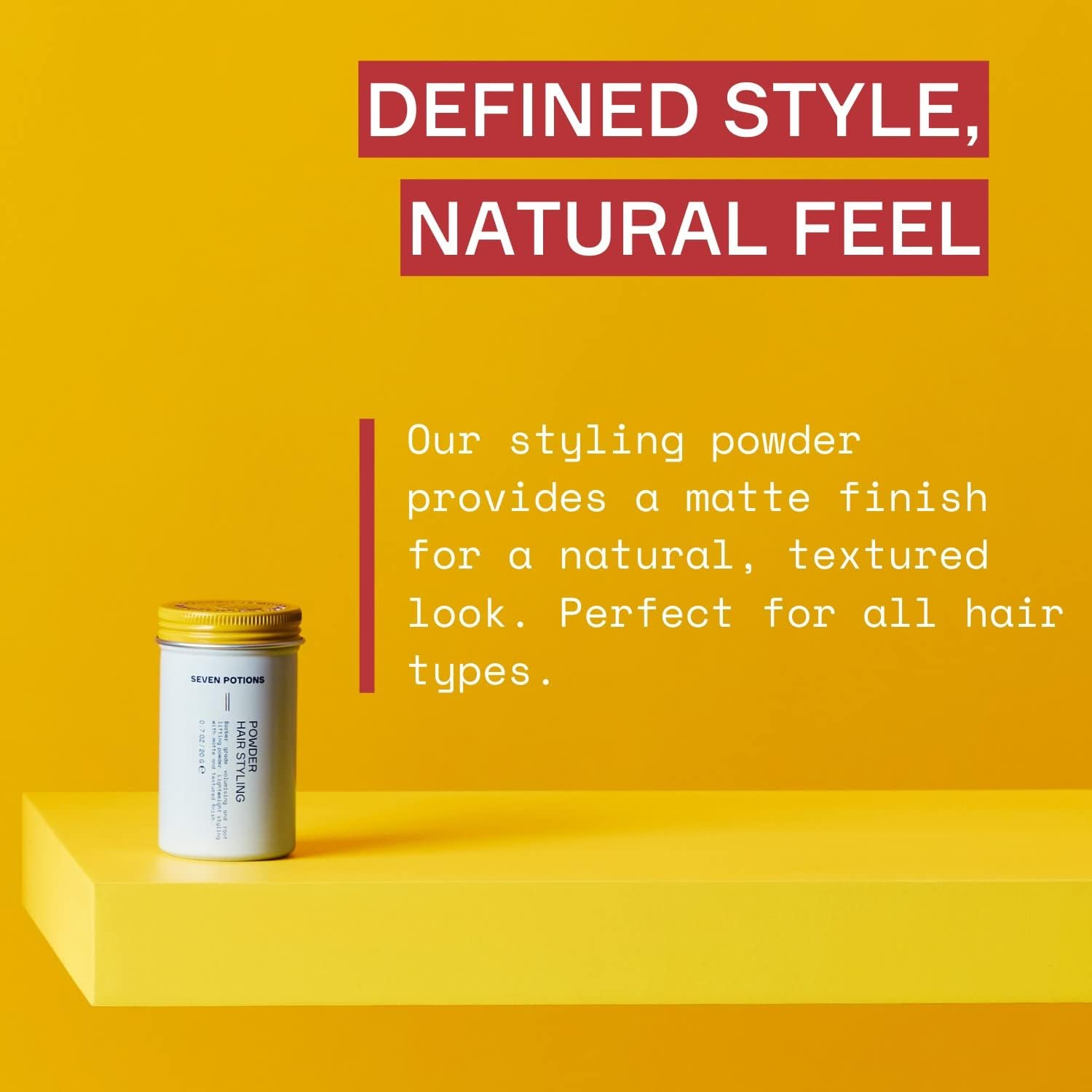 Seven Potions Hair Styling Powder for Men 20G: Root Lifting Dust, Volume & Texture &ndash; Flexible Hold, Natural Look for All Hair Types &ndash; Vegan, Cruelty Free image number 1