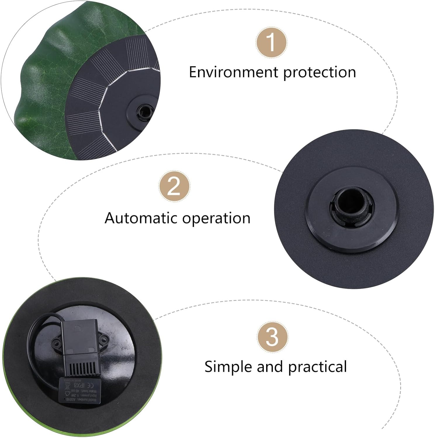 Lotus Leaf Shape Floating Solar Fountain Pump DC Brushless Solar Water Pump for Garden Pool Pond Outdoor Water Fountain Green AS180 0814B image number 5