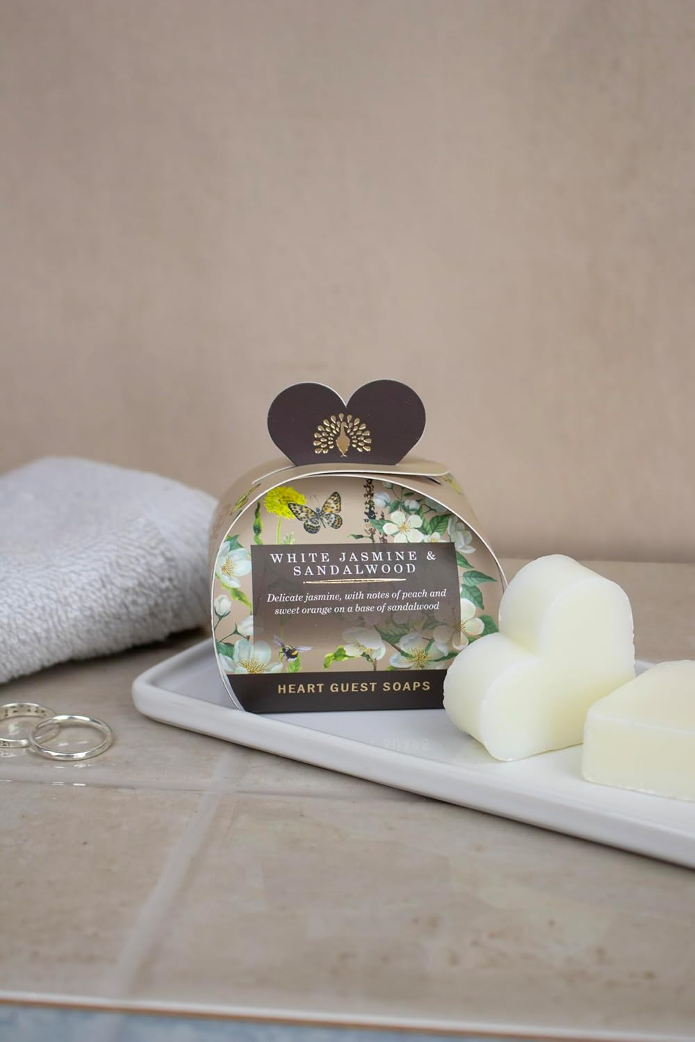 The English Soap Company Luxury Guest Soaps, Jasmine & Sandalwood, White, Multicolor, 60 G image number 1