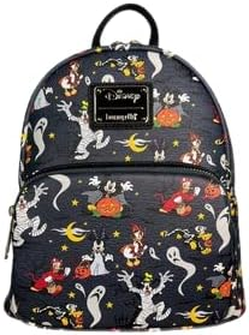Loungefly Mickey and Friends Not so Scary Halloween AOP Mini Backpack Exclusive Disney , Gray, Mini, Mini Backpack image number 1