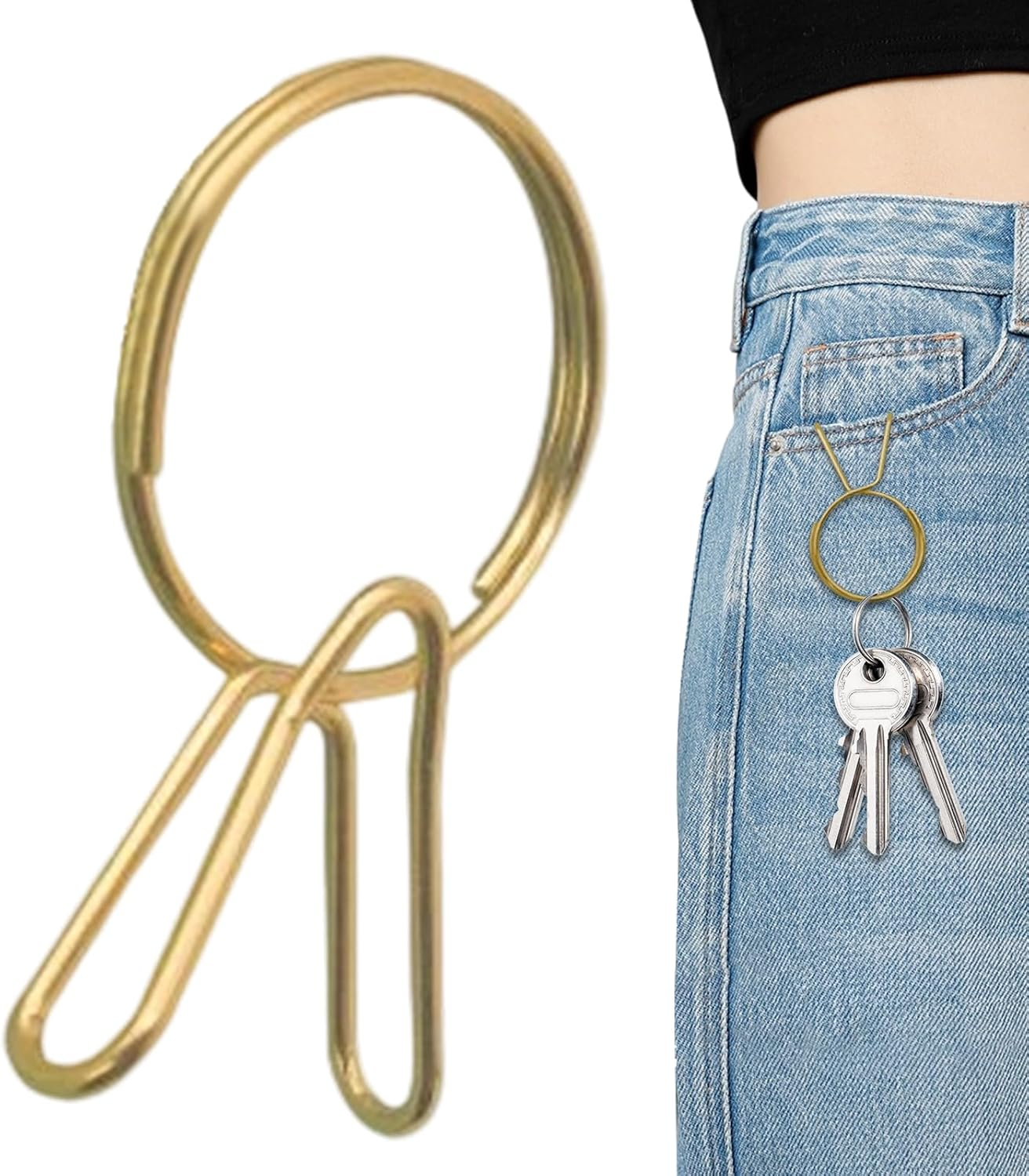 Keychain Pocket Clip - Key Chain Ring Clip, Compact Holder | Secure Ring Attachment for Men Women Keys Wallet Purse Belt Pocket Car Work Office Travel Security Organizer Everyday Pants Bag Accessories image number 3