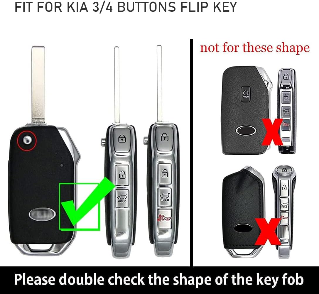 Ontto Alloy Car Key Fob Cover Fit for KIA Sportage R GT Stinger GT Sorento Ceed CD Cerato Forte 2018 2019 Flip Key Case Keyring Smart Key Shell Holder Keychain Protector Accessories Black A image number 4