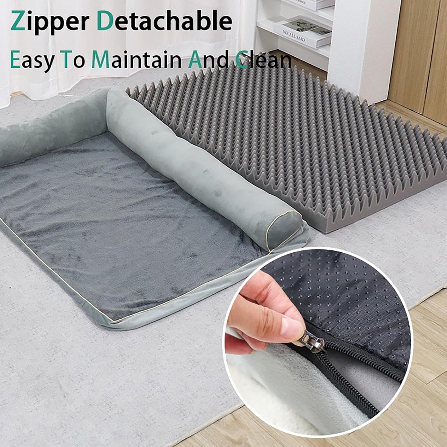 Orthopedic Dog Bed for Large Dogs, Big Waterproof Dog Bed, Washable Pet Bed for Large Sized Dogs with Memory Foam Pet Bed Mat, Anti-Slip Bottom, Deluxe Plush Pet Bed Mat image number 6