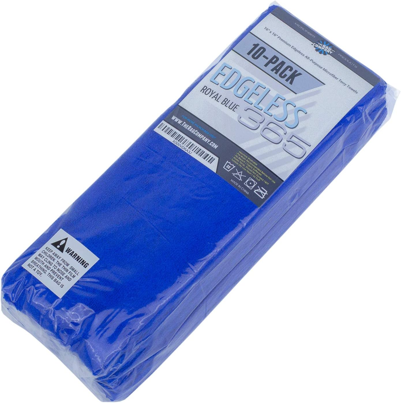 The RAG Company (10-Pack) 16 In. X 16 In. Professional Edgeless 365 GSM Premium 70/30 Blend Microfiber Polishing Wax Removal and AUTO Detailing Towels (16X16 Royal Blue)