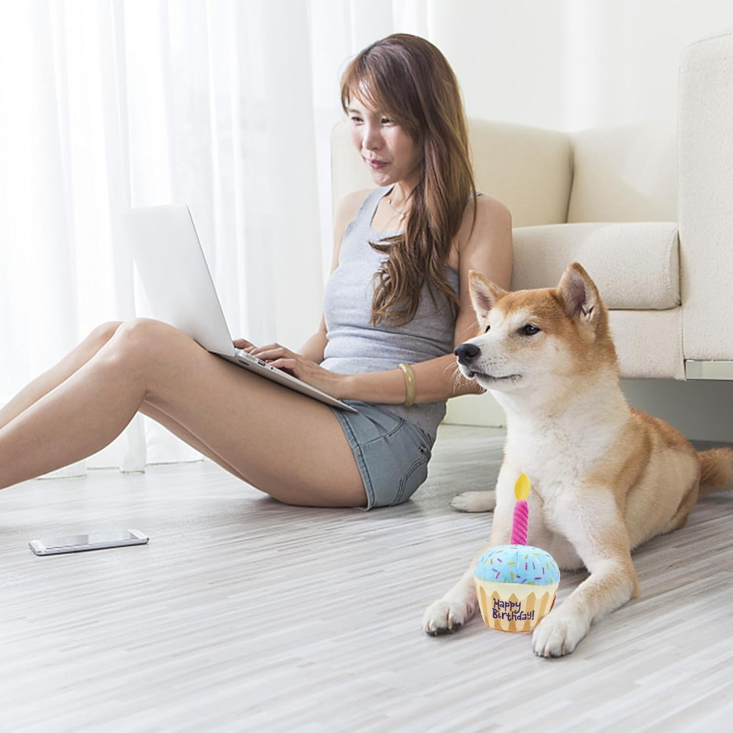 Nizirioo Plush Dog Toy, Dog Birthday Toy, Soft Plush Dog Toy, Puppy Dog Cake Toys, Dog Bone Toys, for Puppies, Small (Cake and Bones) image number 2