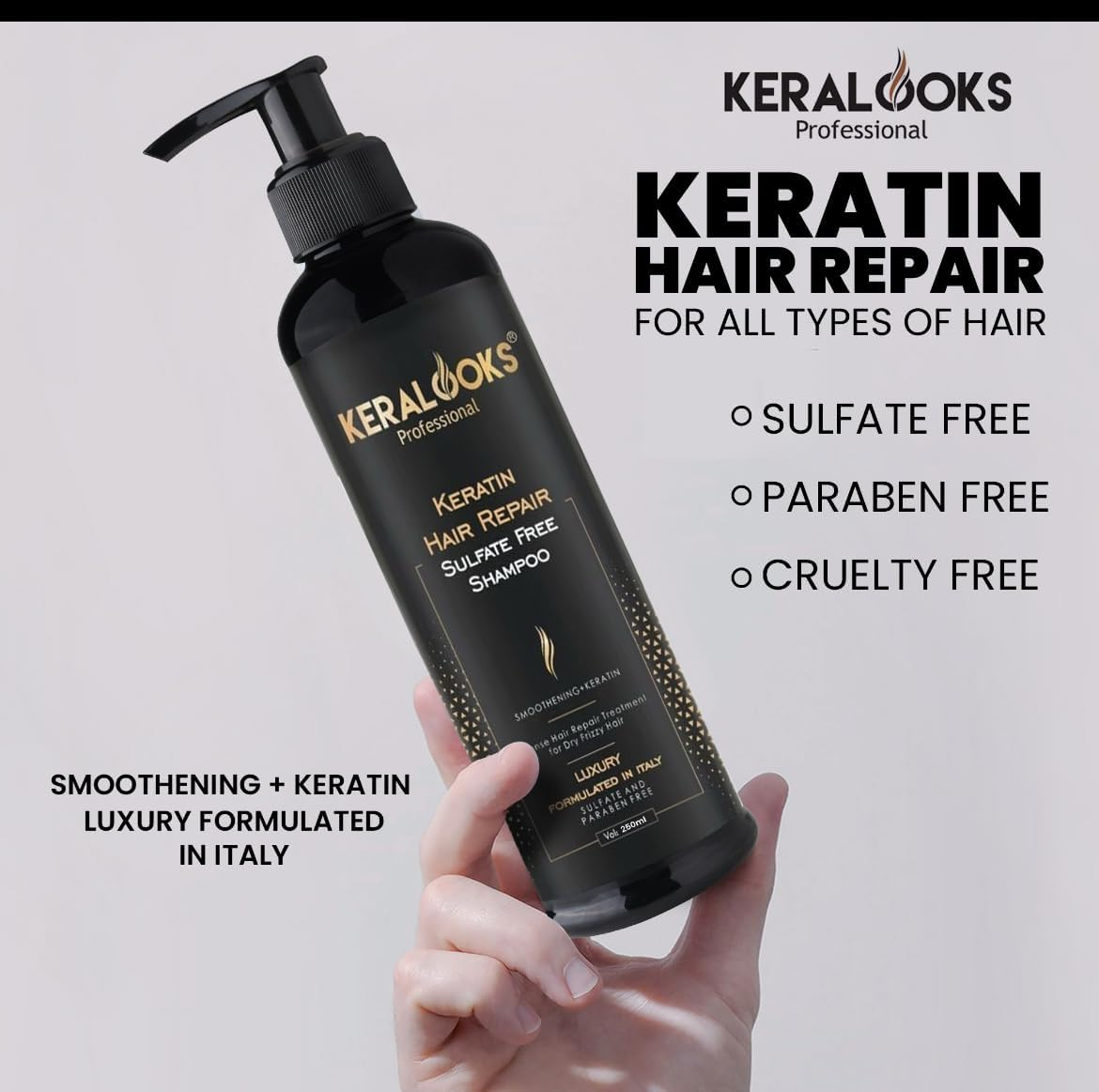 Keralooks Professional &reg; Keratin Shampoo+Mask Combo Pack (250Ml) and Argan Hair Serum 50Ml |Promote Silky,Smooth,And Frizz-Free Hair (Sulphate-Free) image number 2