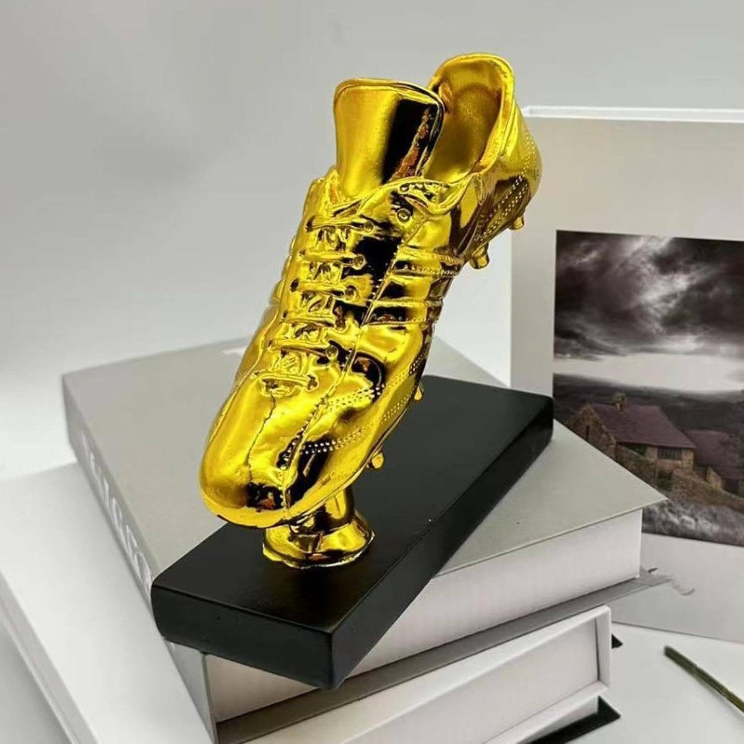 Generic Golden Boot Soccer Trophy Sculpture Figurine Resin Trophy for Home Decor Entrance image number 6