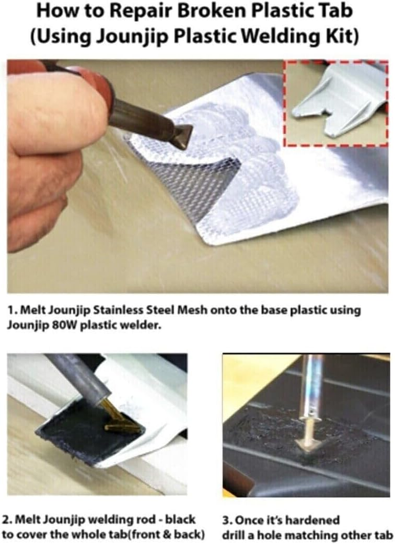Plastic Welding Kit Fast Heating Plastic Welder & Soldering Iron Gun with 2 Welding Tips, Patch Net,Hot Iron Stand,Wire Brush Etc for DIY, Car Bumper, Dashboard, Kayak, Canoe Repair Tool image number 2
