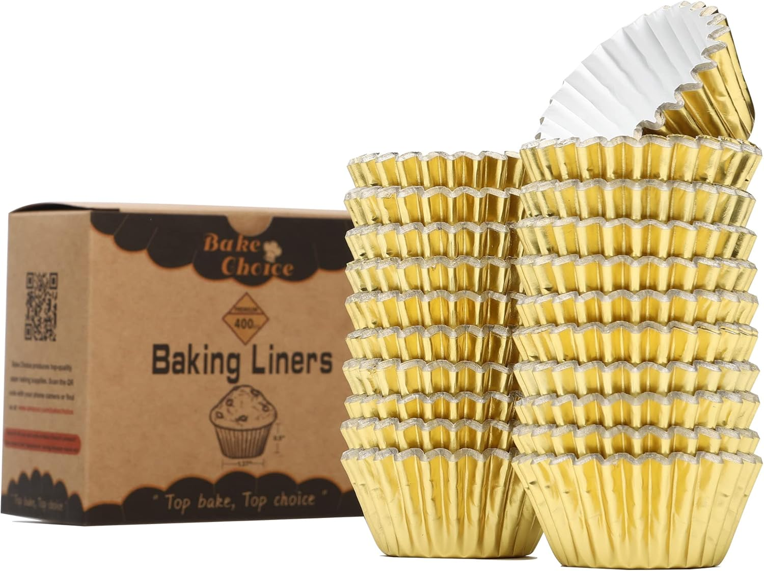 400 Pcs Gold Mini Cupcake Liners,Non-Stick Mini Size Foil Muffin Liners,For Christmas Decorations