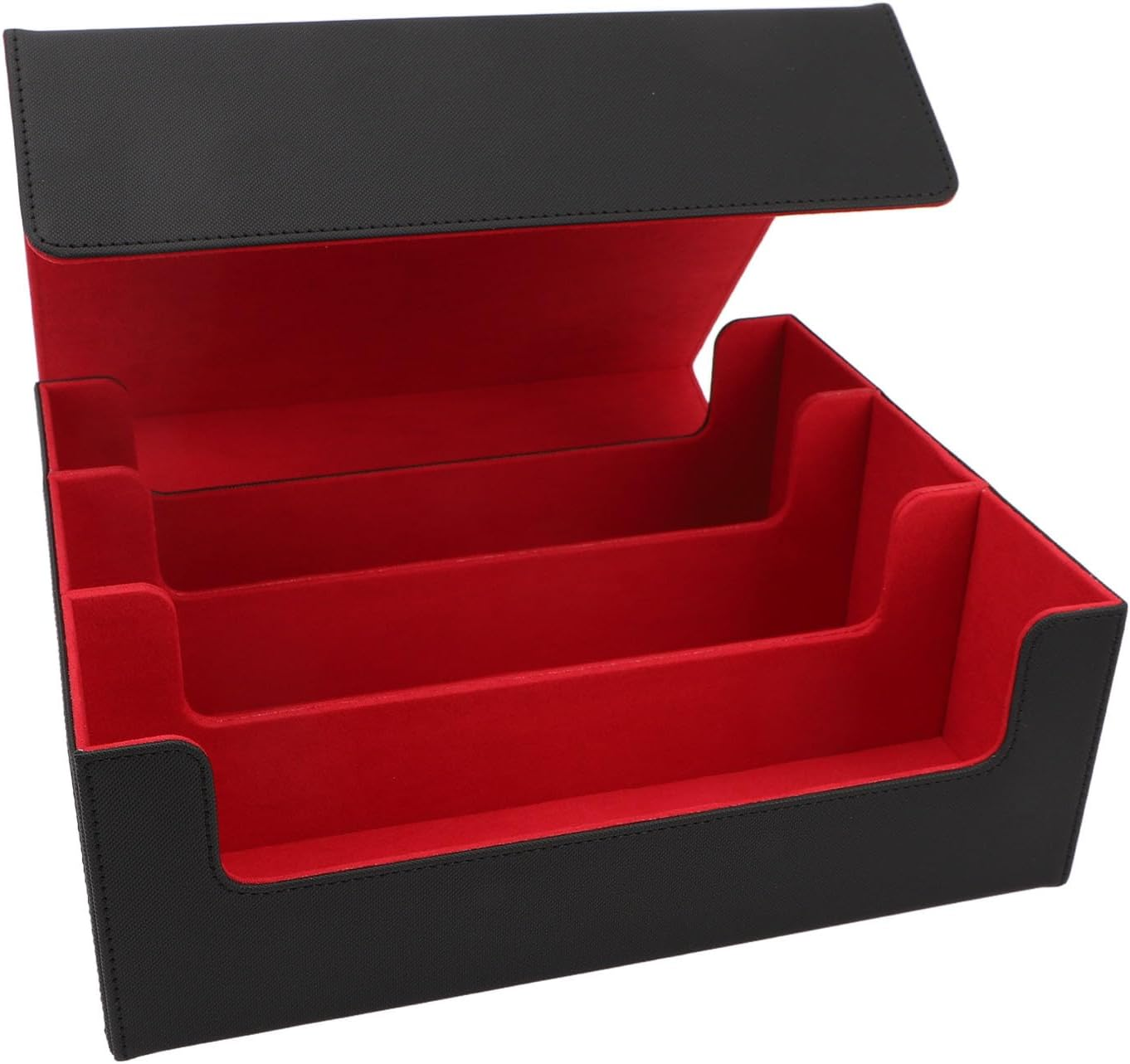 Card Deck Case for Trading Cards 1800+, PU Leather Magnetic Closure Card Storage Box Game Card Case, for Game, Sport Cards (Black Shell with Grey Lining)