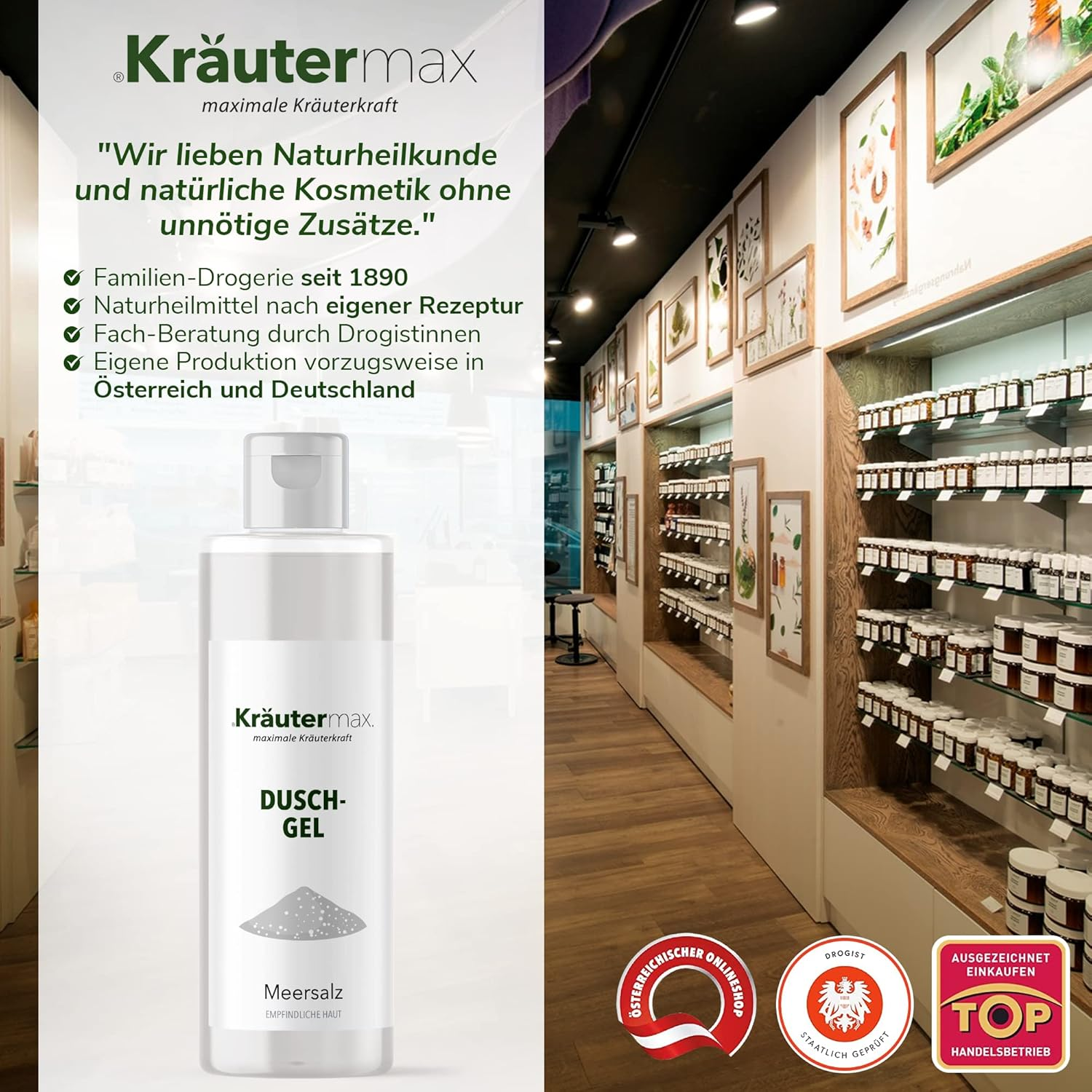 Kr&auml;utermax. Meersalt Shower Gel Natural Cosmetics for Skin and Hair 250 Ml image number 6