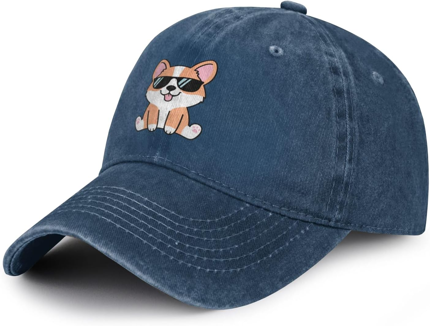 Women'S Cute Corgi Hat for Women Men, Adjustable Vintage Distressed Washed Baseball Cap for Dog Dad Mom