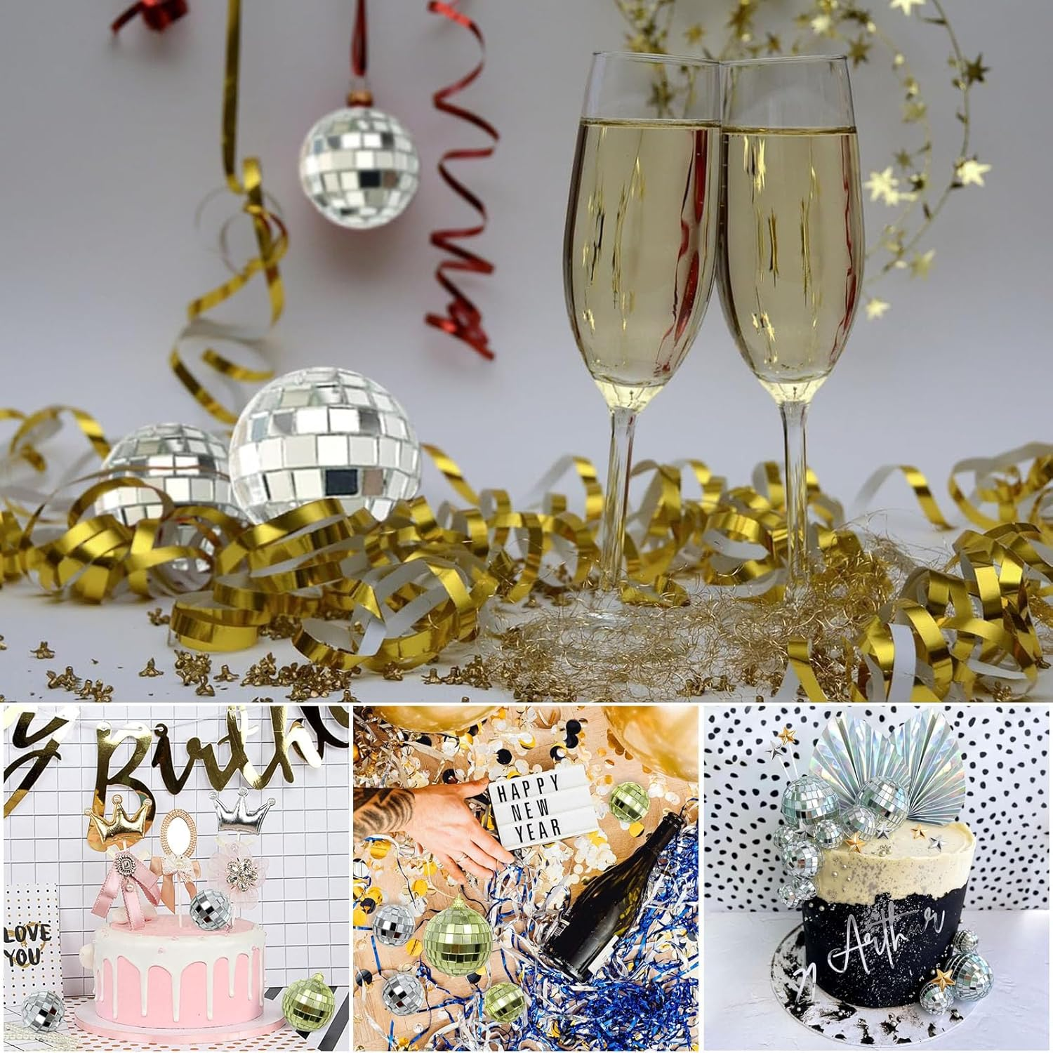 30PCS Mirror Disco Ball, 4 Sizes Disco Ball Decoration for Cake Party Wedding Home Decoration, Stage Props, Christmas Xmas Tree Ornament image number 5