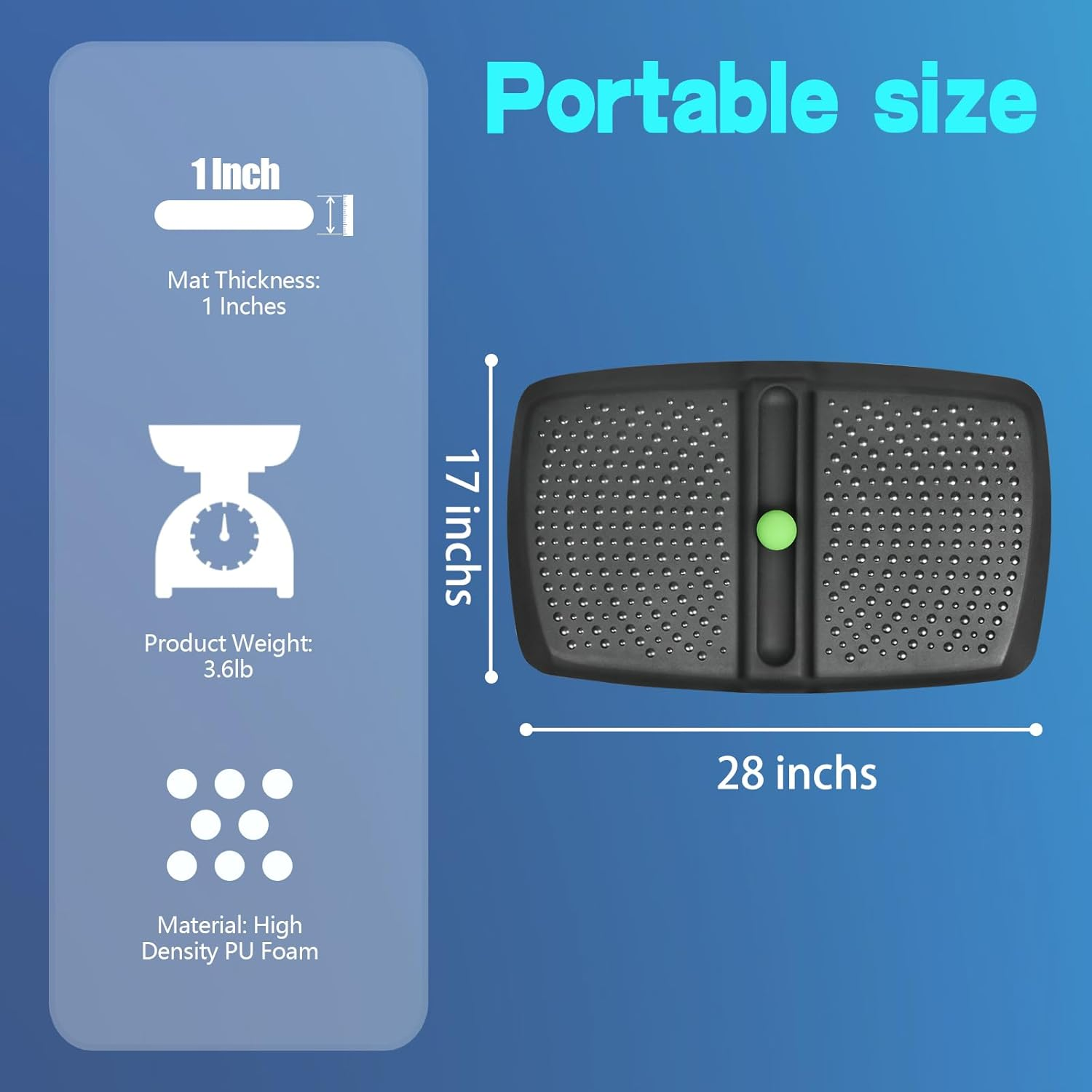 Ergohead 1 Inch Thick anti Fatigue Kitchen Mat Standing Mat with Massage Ball, Non Slip Standing Desk Mat with Massage Point, Multi-Purpose Comfort Floor Mat for Feet, Office, Home (Black, 17" X 28") image number 1