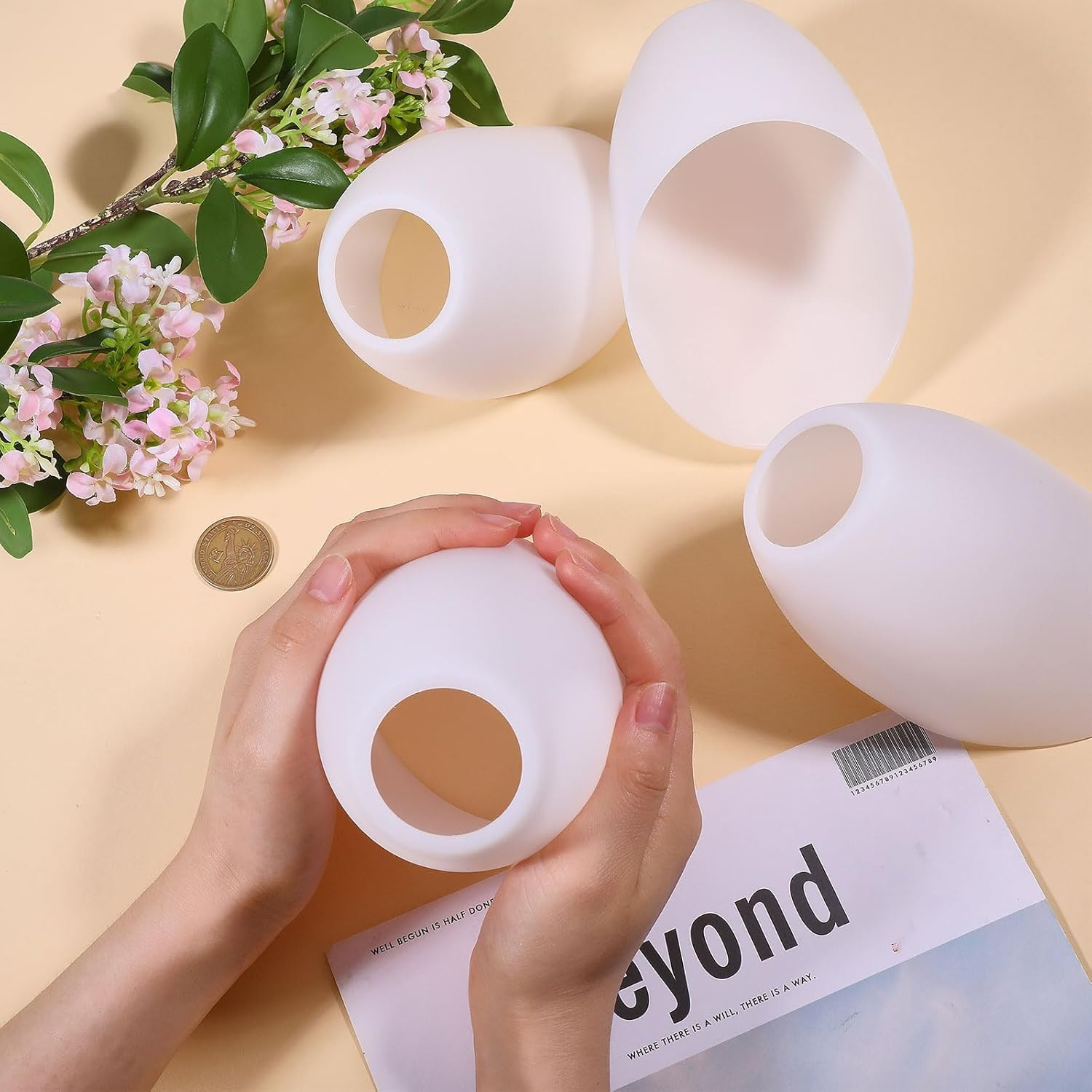 CHGCRAFT 6 Pcs Plastic Lamp Shade Replacement Horseshoe Lampshade White Replacement Lamp Covers for LED Stand-Up Lamps 3.6 Inch/91Mm Inner Diameter image number 3