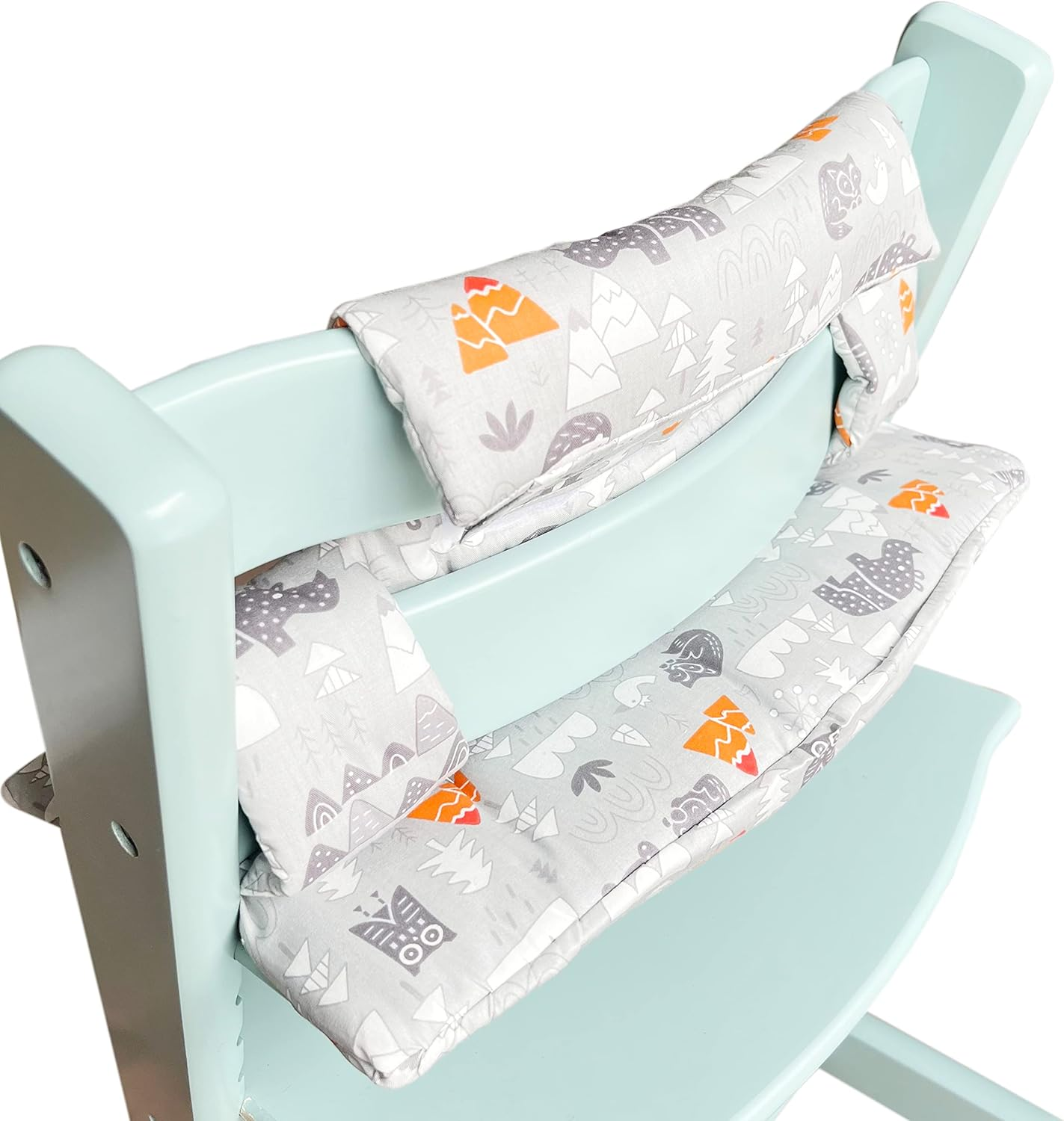 ZARPMA Highchair Cushion Compatible with Tripp Trapp Chiar High Chair Insert Cotton Fabric Cover Filled with Cotton Padding (Grey Forest) (Grey Forest) image number 5