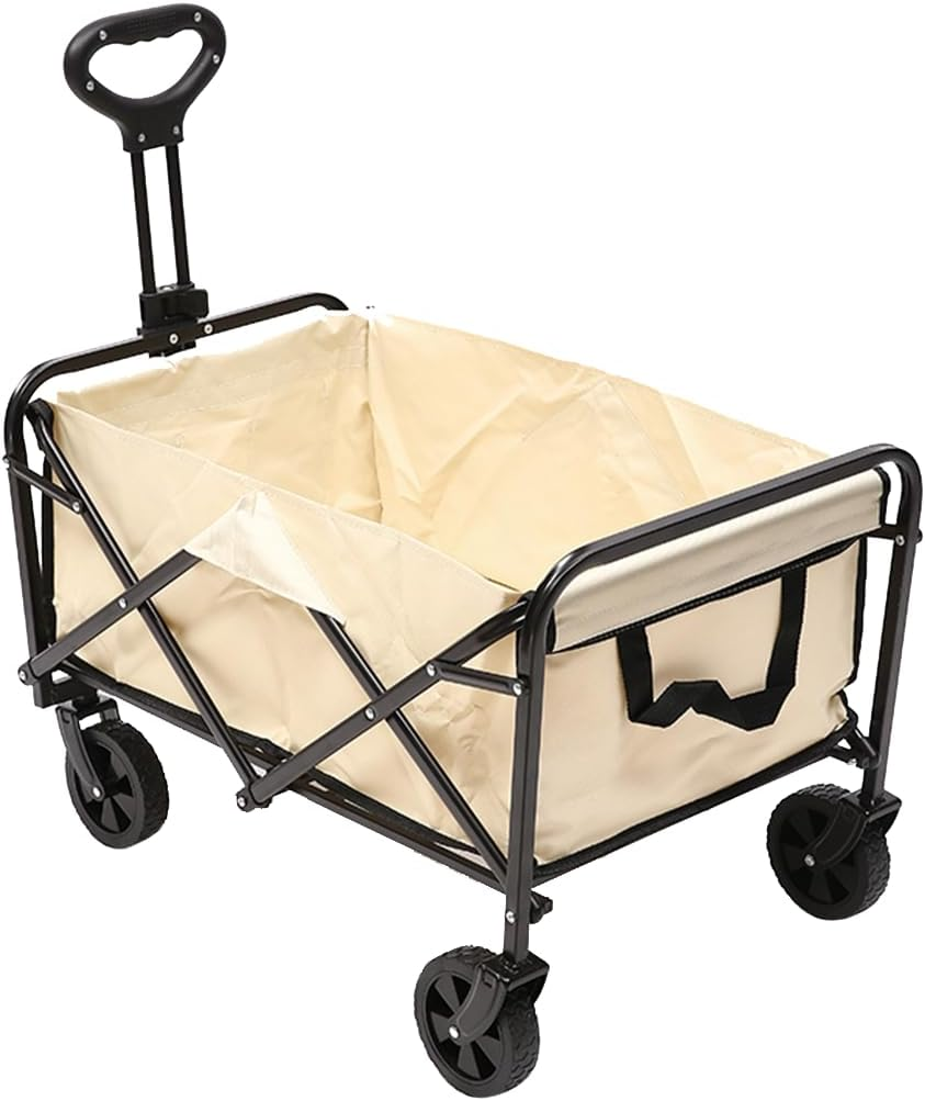 200L Foldable Garden Trolley Wagon Cart Outdoor Camping Beach Trailer with Brakes (White)